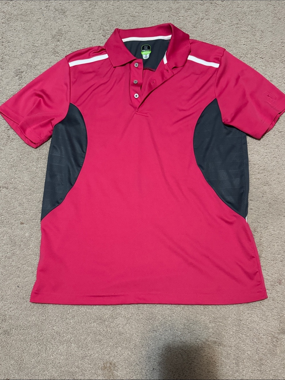 Pink Athletic Polo with Black Side Panels